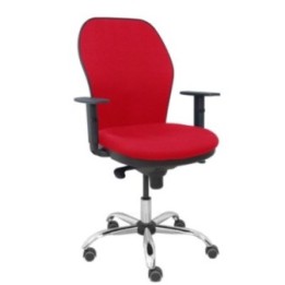 Silla Jorquera respaldo bali rojo asiento bali rojo base cromada y ruedas parqué