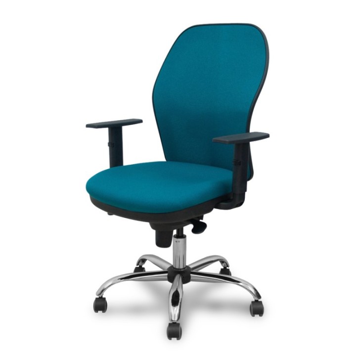 Silla Jorquera respaldo bali verde petróleo asiento bali verde petróleo base cromada y ruedas parqué