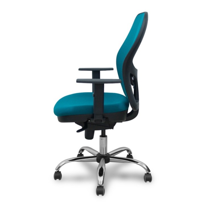 Silla Jorquera respaldo bali verde petróleo asiento bali verde petróleo base cromada y ruedas parqué