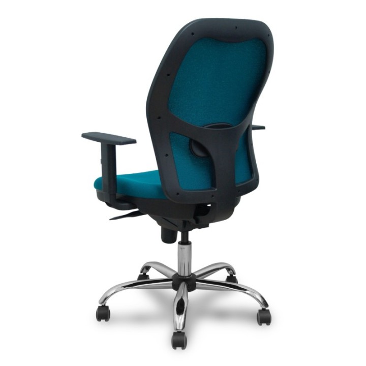 Silla Jorquera respaldo bali verde petróleo asiento bali verde petróleo base cromada y ruedas parqué