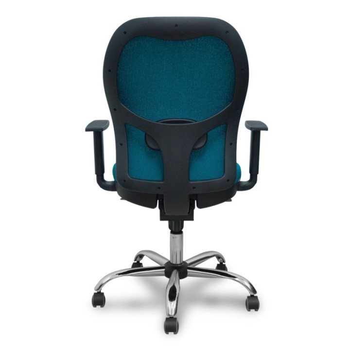 Silla Jorquera respaldo bali verde petróleo asiento bali verde petróleo base cromada y ruedas parqué