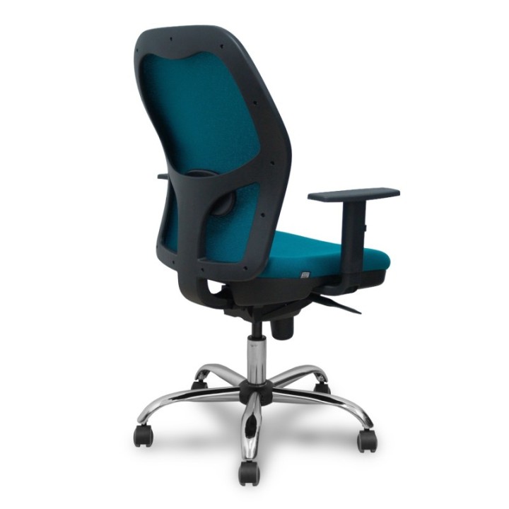 Silla Jorquera respaldo bali verde petróleo asiento bali verde petróleo base cromada y ruedas parqué