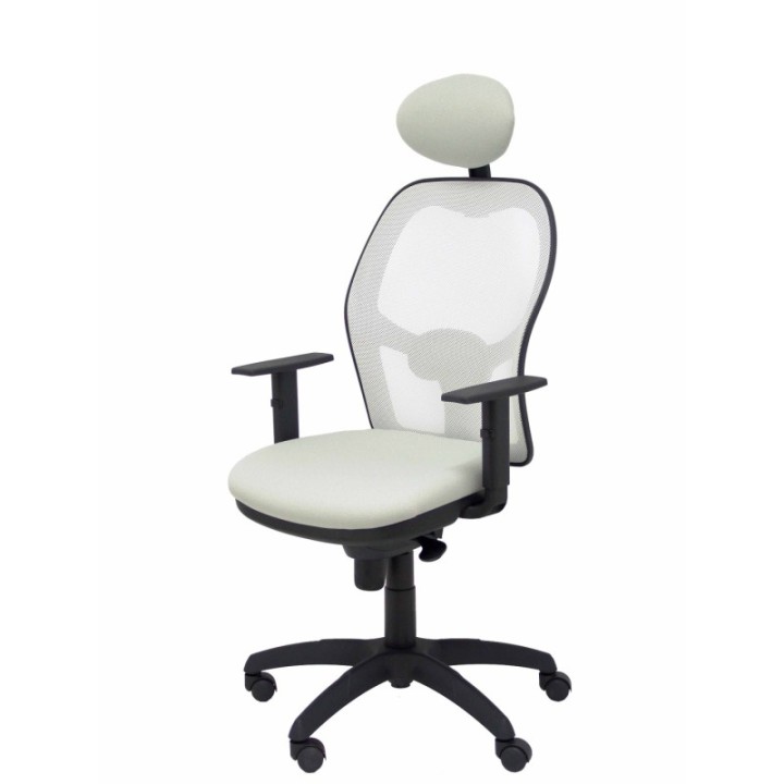 Silla Jorquera malla blanca asiento bali gris claro con cabecero fijo