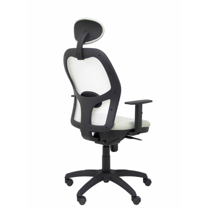 Silla Jorquera malla blanca asiento bali gris claro con cabecero fijo