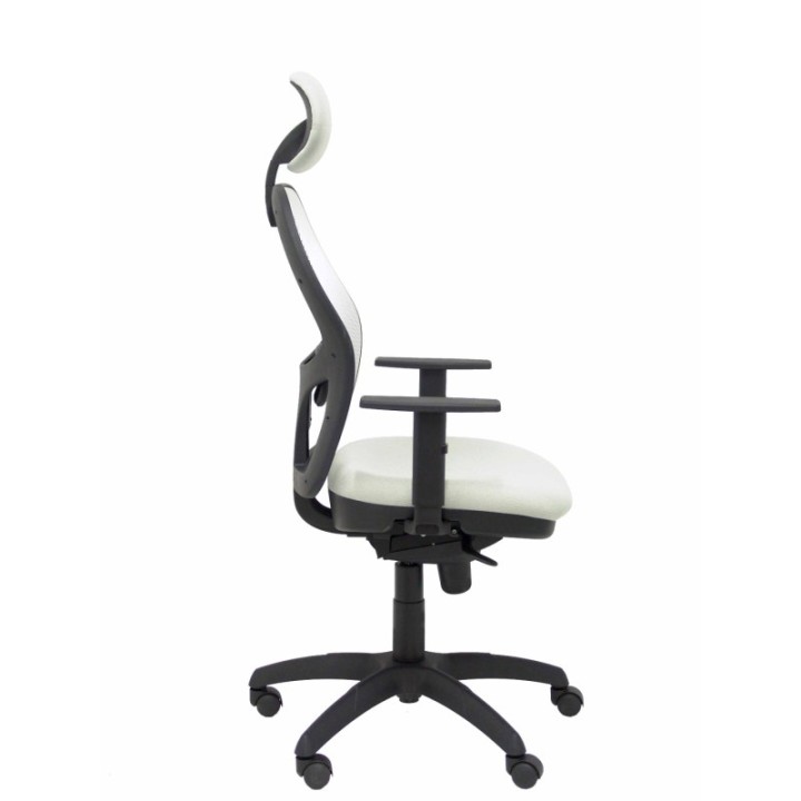 Silla Jorquera malla blanca asiento bali gris claro con cabecero fijo
