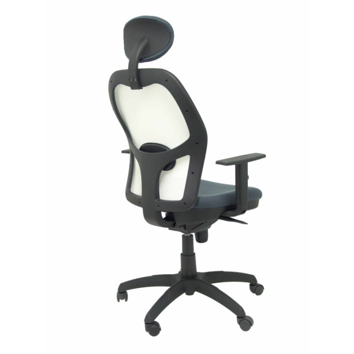 Silla Jorquera malla blanca asiento bali gris oscuro con cabecero fijo