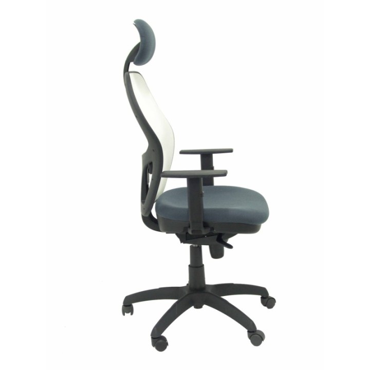Silla Jorquera malla blanca asiento bali gris oscuro con cabecero fijo