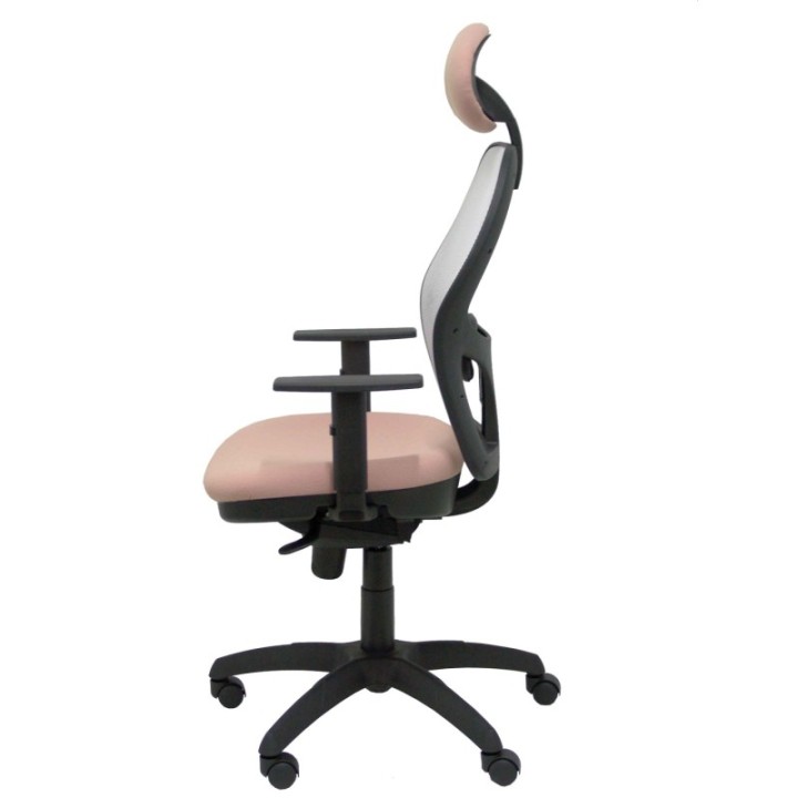 Silla Jorquera malla blanca asiento bali rosa pálido con cabecero fijo