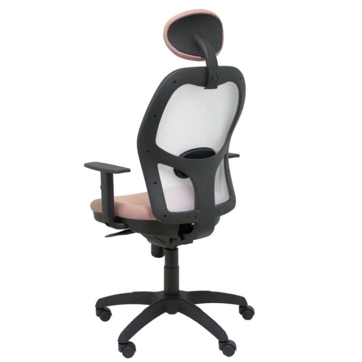 Silla Jorquera malla blanca asiento bali rosa pálido con cabecero fijo