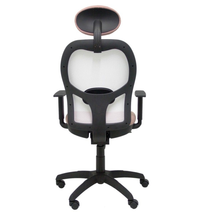 Silla Jorquera malla blanca asiento bali rosa pálido con cabecero fijo