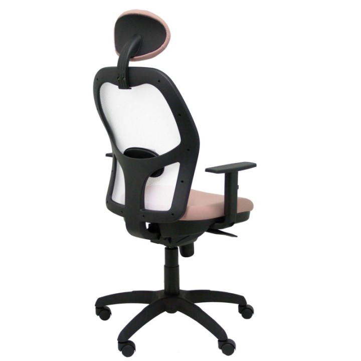 Silla Jorquera malla blanca asiento bali rosa pálido con cabecero fijo