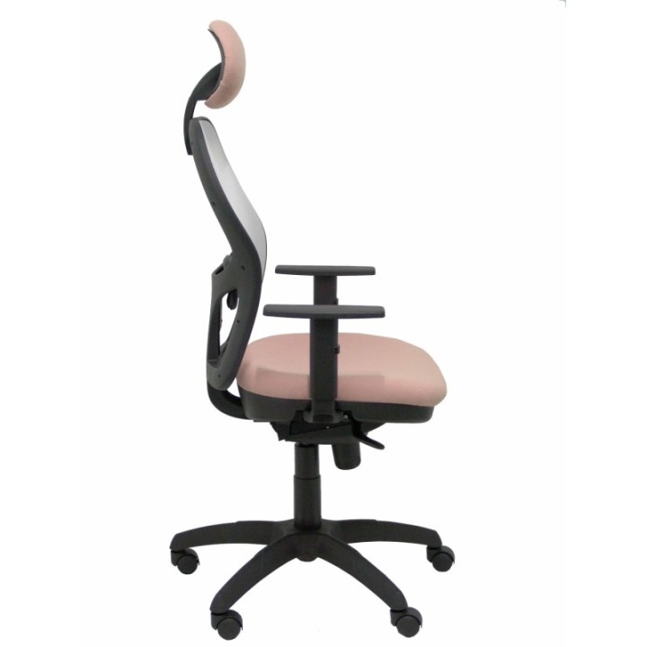 Silla Jorquera malla blanca asiento bali rosa pálido con cabecero fijo