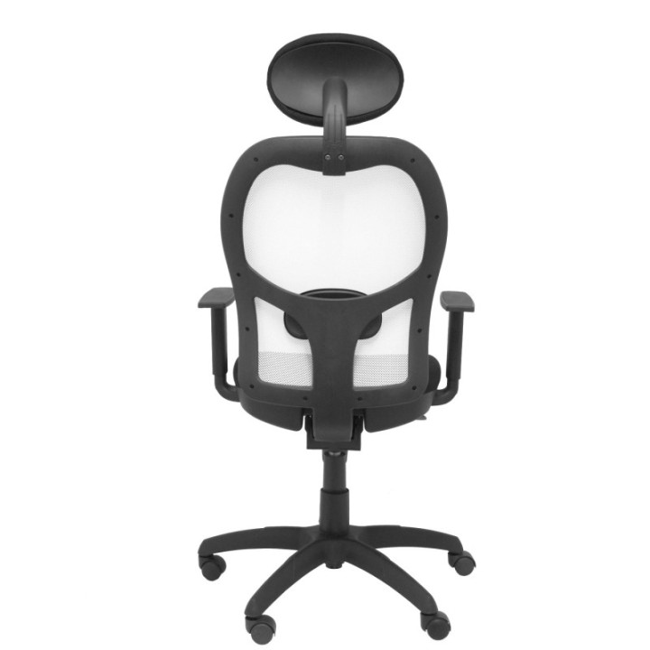 Silla Jorquera malla blanca asiento bali negro con cabecero fijo