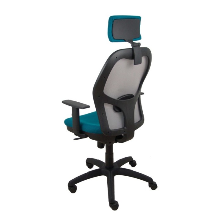 Silla Jorquera malla gris asiento bali verde petróleo cabecero regulable