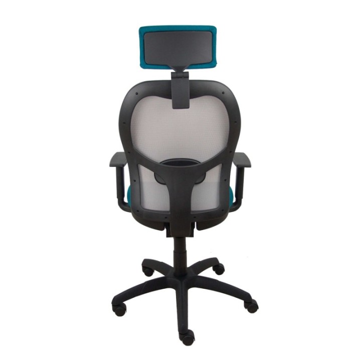 Silla Jorquera malla gris asiento bali verde petróleo cabecero regulable