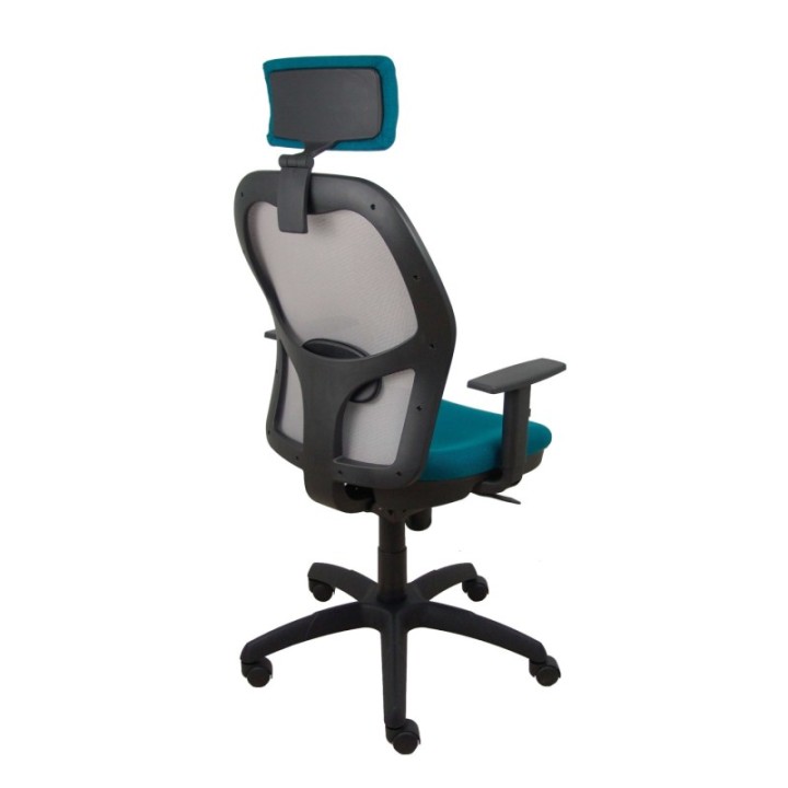 Silla Jorquera malla gris asiento bali verde petróleo cabecero regulable