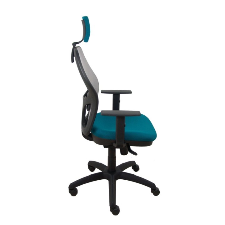 Silla Jorquera malla gris asiento bali verde petróleo cabecero regulable