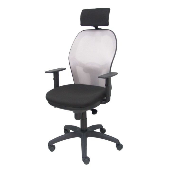 Silla Jorquera malla gris asiento bali negro cabecero regulable