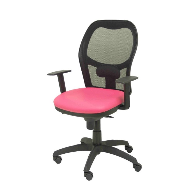 Silla Jorquera malla negra asiento similpiel rosa