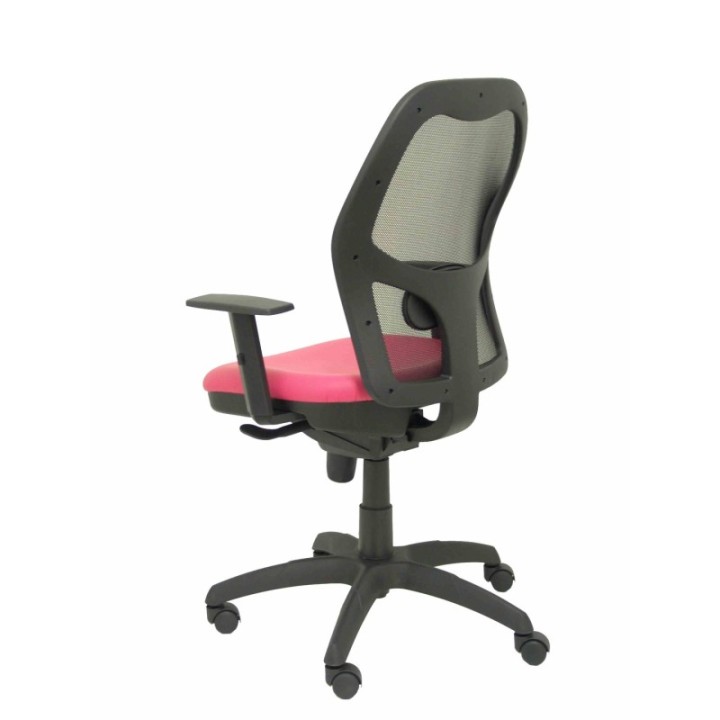 Silla Jorquera malla negra asiento similpiel rosa