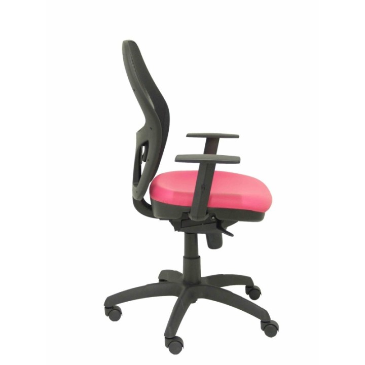Silla Jorquera malla negra asiento similpiel rosa