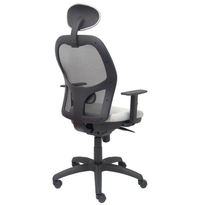 Silla Jorquera malla negra asiento bali gris claro con cabecero fijo