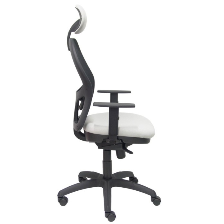 Silla Jorquera malla negra asiento bali gris claro con cabecero fijo