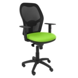 Silla Jorquera malla negro asiento verde pistacho
