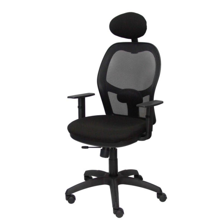 Silla Jorquera malla negra asiento bali negro con traslak y cabecero