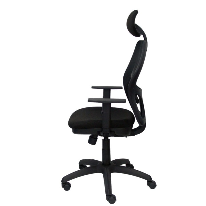 Silla Jorquera malla negra asiento bali negro con traslak y cabecero
