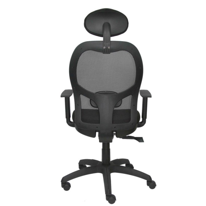 Silla Jorquera malla negra asiento bali negro con traslak y cabecero