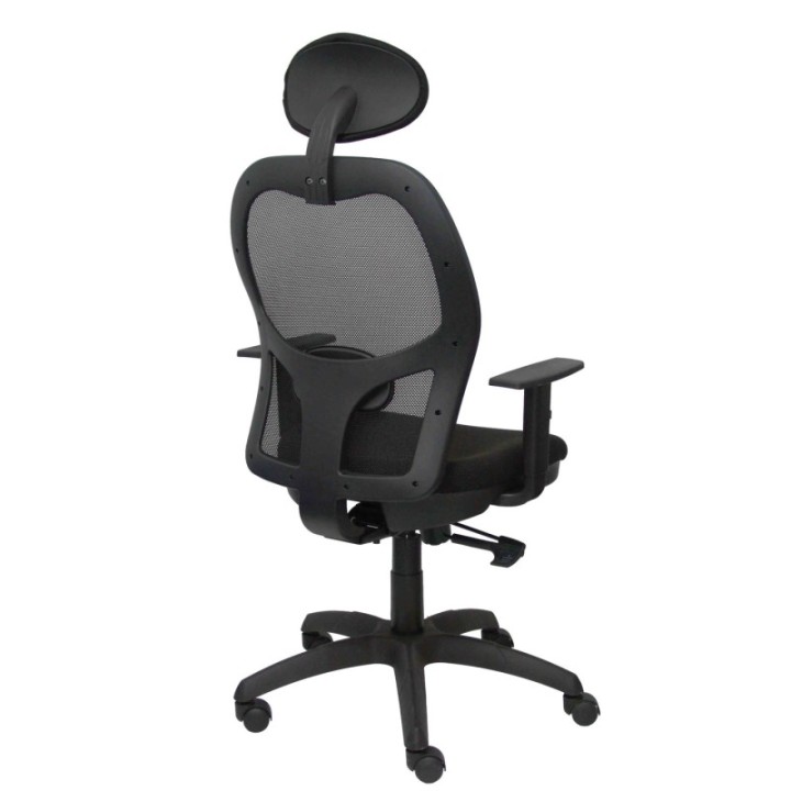 Silla Jorquera malla negra asiento bali negro con traslak y cabecero