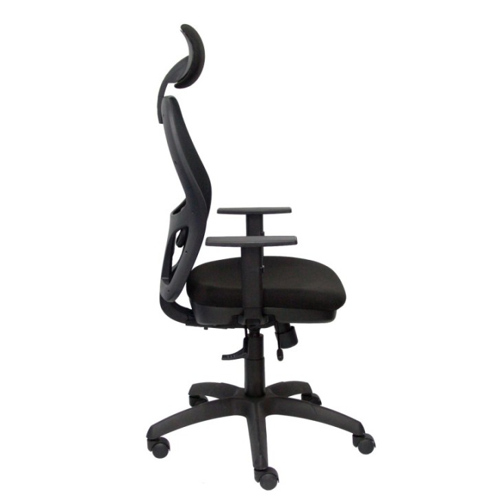 Silla Jorquera malla negra asiento bali negro con traslak y cabecero