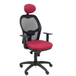 Silla Jorquera malla negra asiento bali granate con cabecero fijo