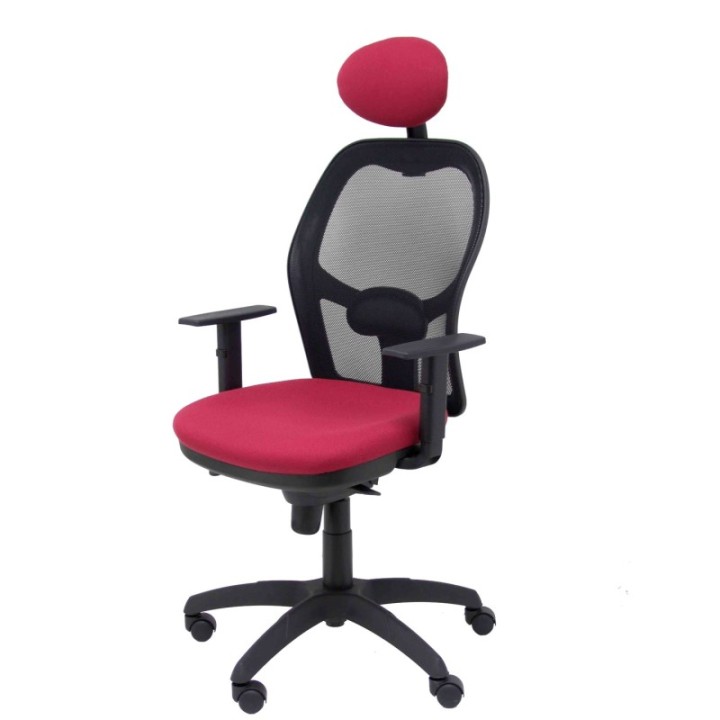 Silla Jorquera malla negra asiento bali granate con cabecero fijo