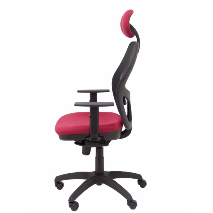 Silla Jorquera malla negra asiento bali granate con cabecero fijo
