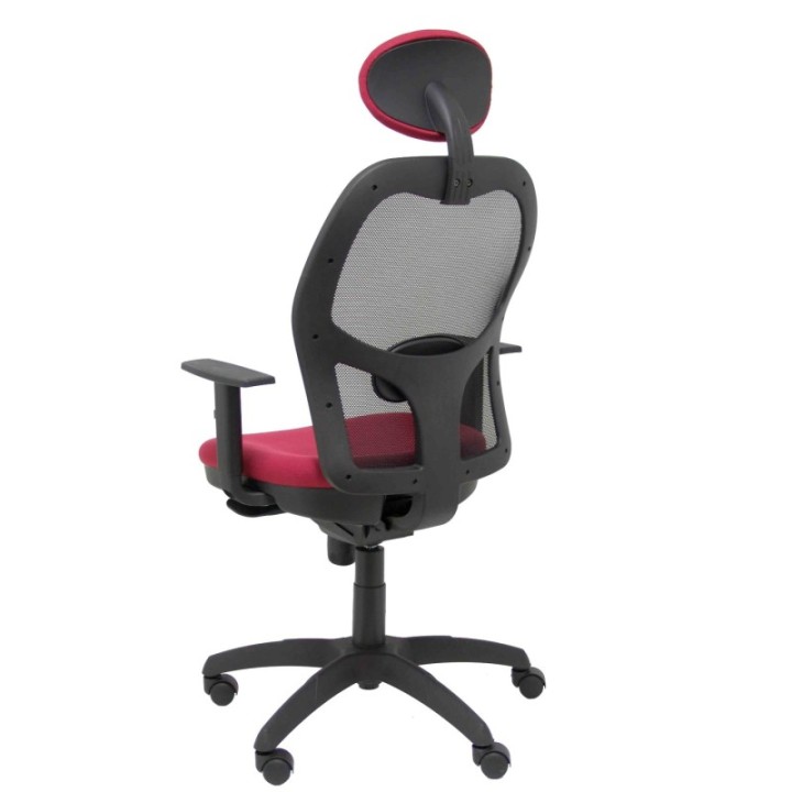 Silla Jorquera malla negra asiento bali granate con cabecero fijo