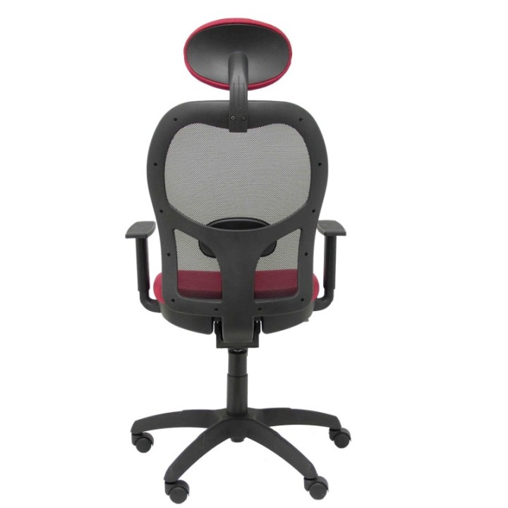 Silla Jorquera malla negra asiento bali granate con cabecero fijo