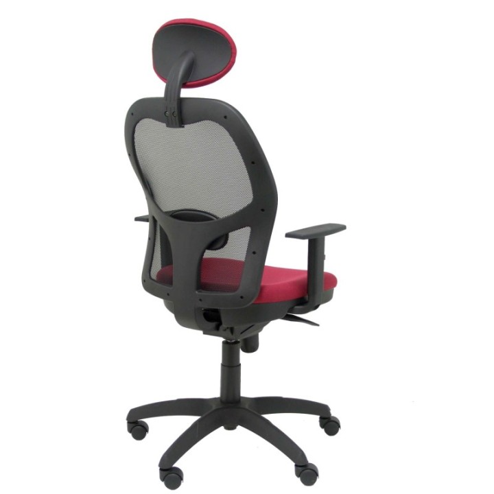 Silla Jorquera malla negra asiento bali granate con cabecero fijo