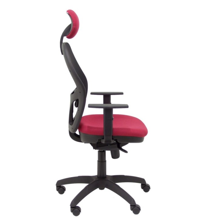 Silla Jorquera malla negra asiento bali granate con cabecero fijo