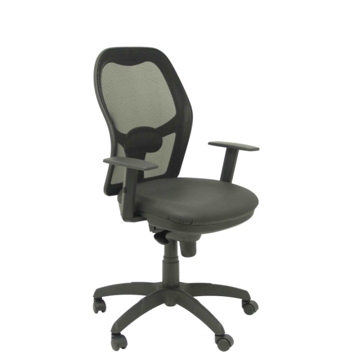 Silla Jorquera malla negra asiento similpiel negro