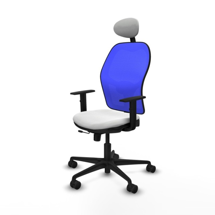 Jorquera traslack malla azul bali blanco brazos 1D base nailon cabecero fijo ruedas 65mm nailon