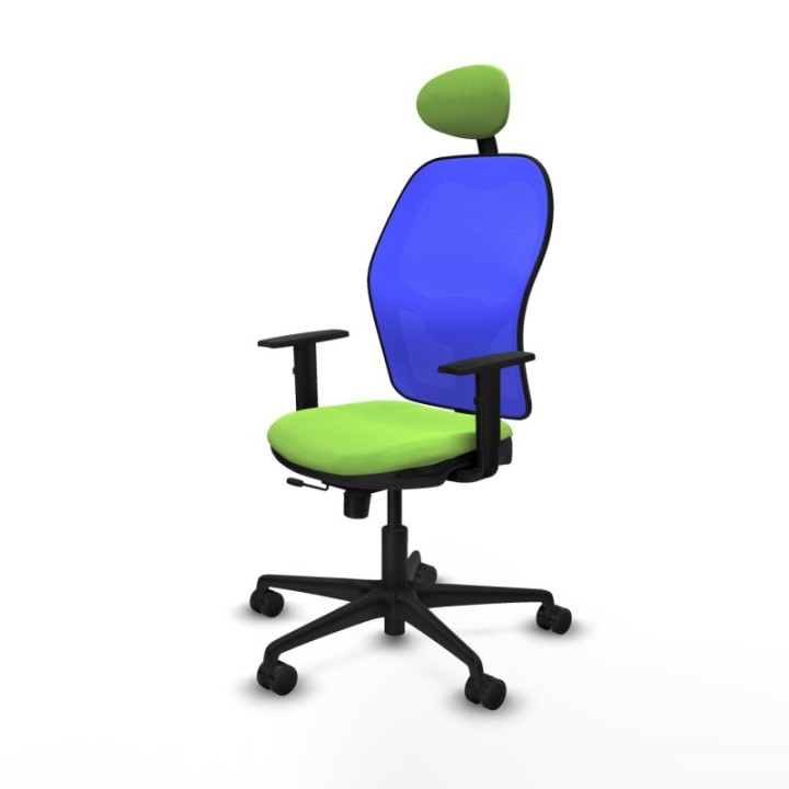 Jorquera traslack malla azul bali pistacho brazos 1D base nailon cabecero fijo ruedas 65mm nailon