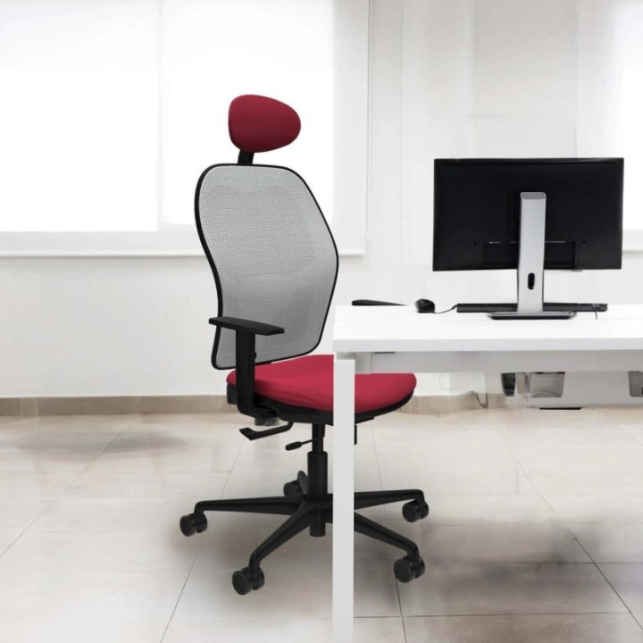 Jorquera traslack malla azul bali pistacho brazos 1D base nailon cabecero fijo ruedas 65mm nailon