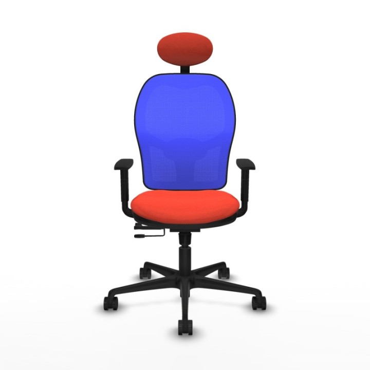 Jorquera traslack malla azul bali naranja oscuro brazos 1D base nailon cabecero fijo ruedas 65mm nailon