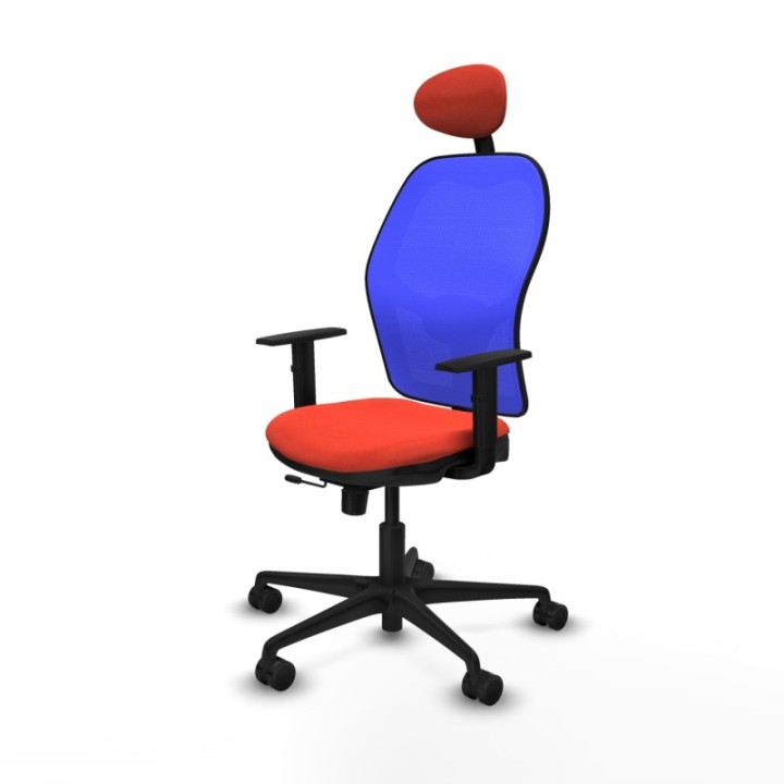 Jorquera traslack malla azul bali naranja oscuro brazos 1D base nailon cabecero fijo ruedas 65mm nailon