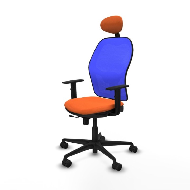 Jorquera traslack malla azul bali naranja brazos 1D base nailon cabecero fijo ruedas 65mm nailon