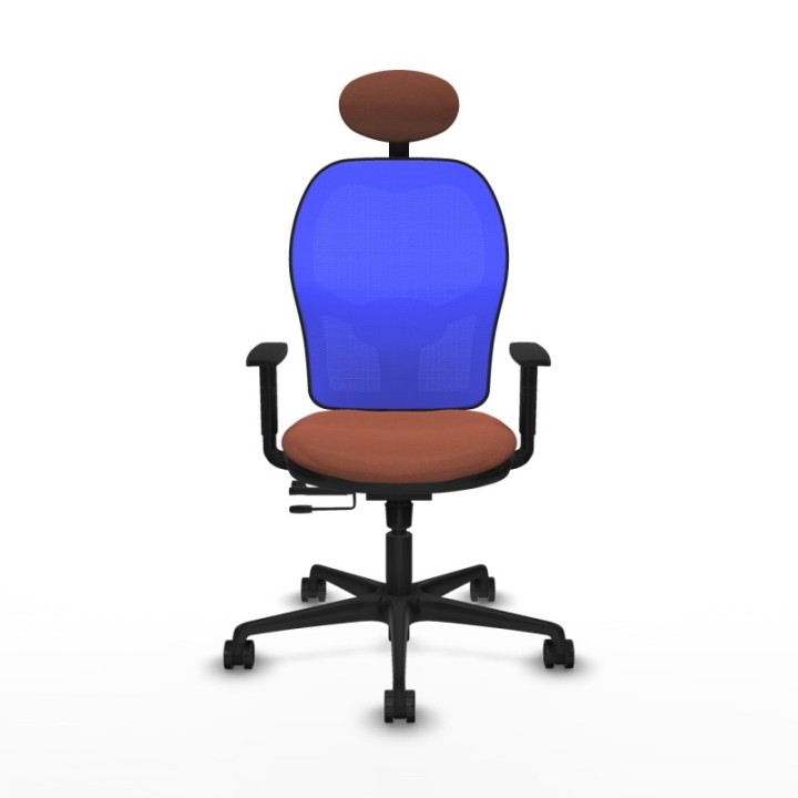 Jorquera traslack malla azul bali marrón brazos 1D base nailon cabecero fijo ruedas 65mm nailon