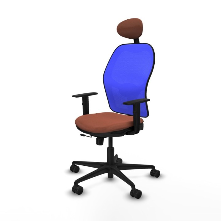 Jorquera traslack malla azul bali marrón brazos 1D base nailon cabecero fijo ruedas 65mm nailon