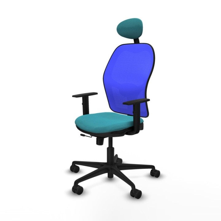 Jorquera traslack malla azul bali turquesa brazos 1D base nailon cabecero fijo ruedas 65mm nailon